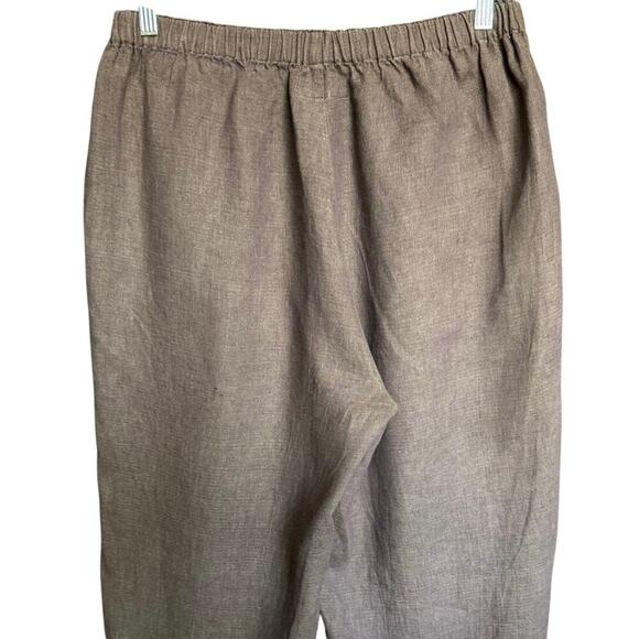 Flax Flowing Pant Linen Elastic Waist Wide Leg Flare Roomy Fit Brown Size Medium - Picture 6 of 10